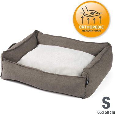 JAMAXX Преміум лежанка для собак з ортопедичним матрацом Memory Visco, знімний чохол, лежанка-кошик для собак S-XL (65x50 см, сірий)
