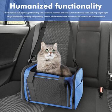 Транспортна сумка для кота та собаки: складана сумка-переноска для кота та собаки, дихаюча переноска з плечовим ременем для автомобіля, літака та подорожей, 40x25x25 см (блакитна)