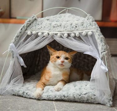 Плюшевий намет для собак і котів Haustier Tipi, знімне ліжко з матрацом, м'яке затишне місце для відпочинку, пране, для малих і середніх собак та котів