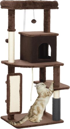 Котячий комплекс PawHut 132 см з когтеточкою, платформами, кулями та килимком, коричневий (55x44x132 см)