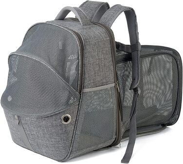 Рюкзак-переноска для тварин Galatée, розширюваний, для котів та маленьких собак (зелений/сірий)
