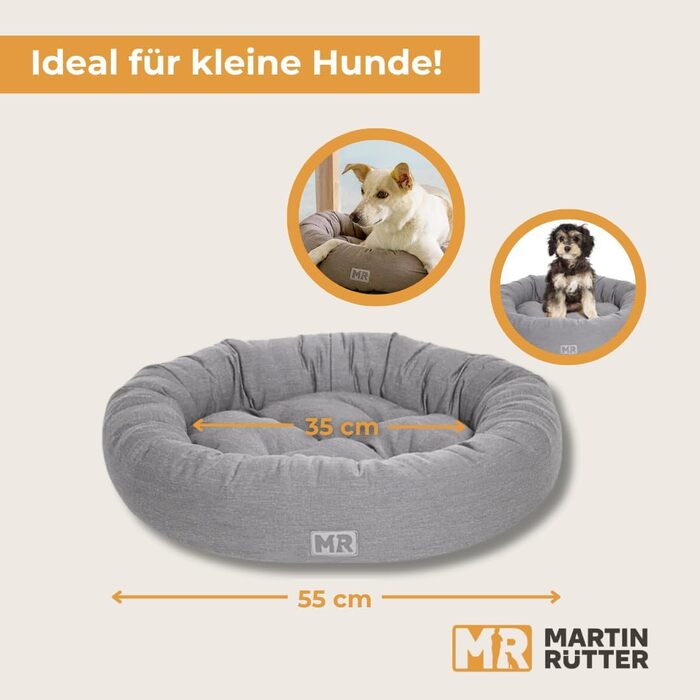 Крісло-гніздо для собак Martin Rütter Nest, сіре – комфортний відпочинок для маленьких собак та цуценят, м'яке, з неслизьким покриттям та можливістю прання, кругле ліжко з бавовняної тканини