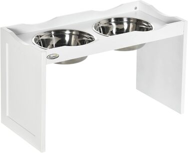 PawHut Підвищена годівниця для собак, 2 x 2L, нержавіюча сталь, білий колір, для великих собак