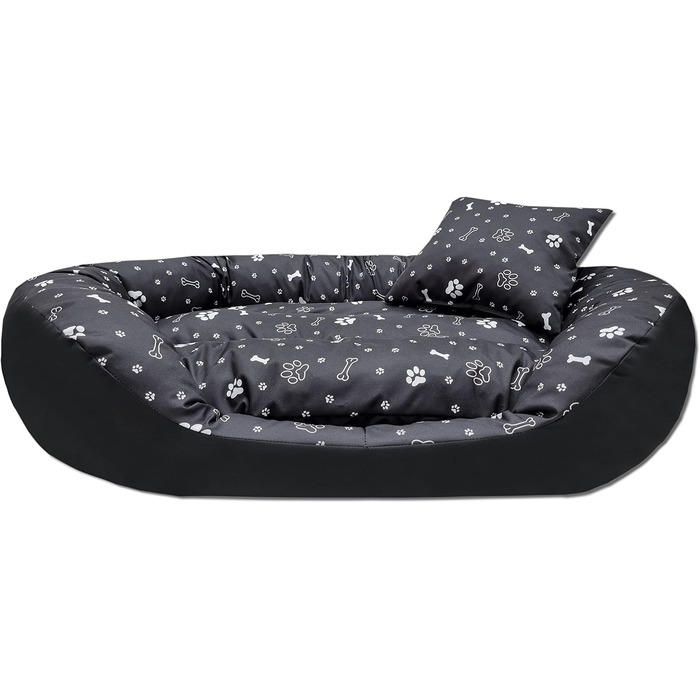 Ортопедичне ліжко для собак Luxus з м'яким бортиком, формастійке, стійке до подряпин, легке у догляді (чорний)