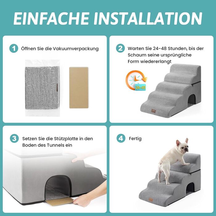 Сходинки для собак COZY KISS: зручні та міцні, 83x50x57 см (сірий)