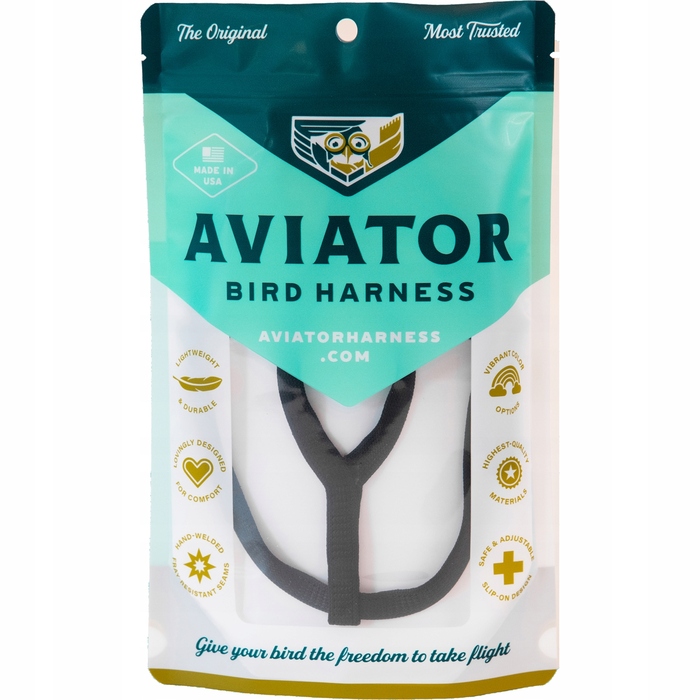 Шлейка для папуг Aviator S, чорна