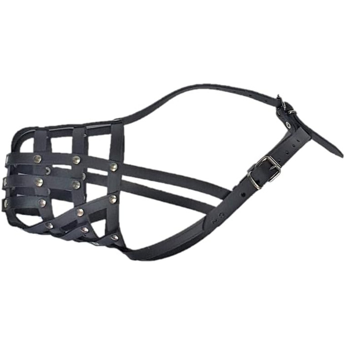 Шкіряна маска для собак L&J Pets для мопсів, пуделів, хаскі та інших собак з подібним розміром морди (5, Чорний) Чорний 5