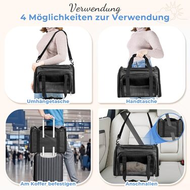 Транспортна сумка для кота/собаки до 5 кг, сіра, 43 x 28 x 28 см