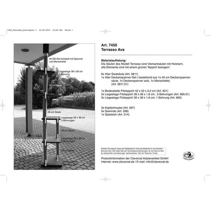 Котячий комплекс CLEVERCAT Outdoor Terrasso AVA, високий, для вулиці, Made in Germany