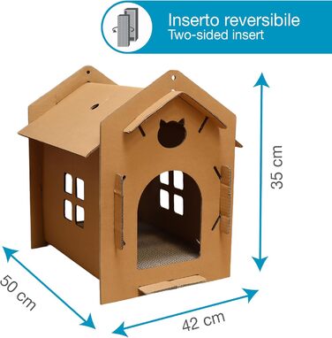 Котячий будиночок-дряпалка Croci з картону, 42x35x50 см, багатокольоровий