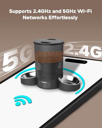 Розумна автоматична годівниця SURDY 3L для котів і собак з Wi-Fi (2.4G/5G), 2 миски, керування через додаток, програмування 1-10 годувань, голосовий виклик