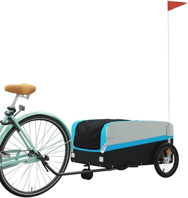 Дитячий/Транспортний причіп для собак, велосипедний причіп чорного та синього кольору, 45 кг, сталь, легкий у збиранні