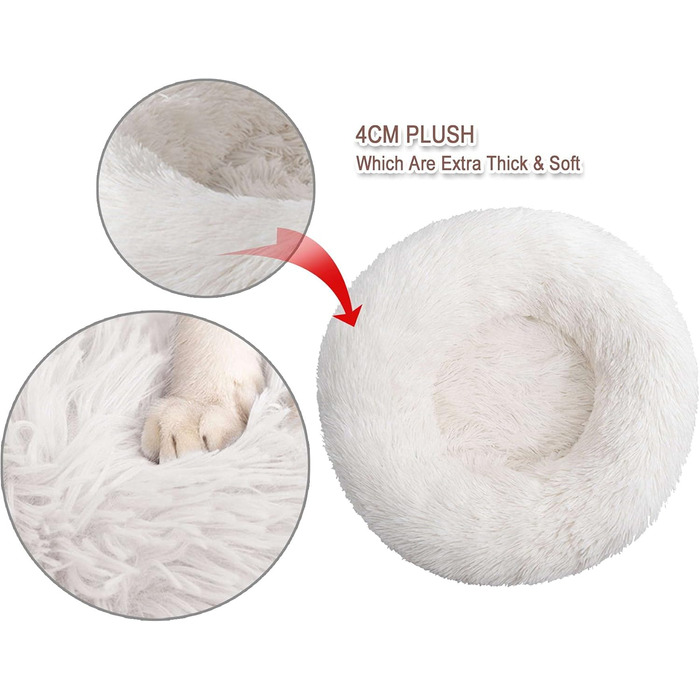 Кругле ліжко-лежанка для собак та котів, 80 см, білий колір. Знімне, washable.