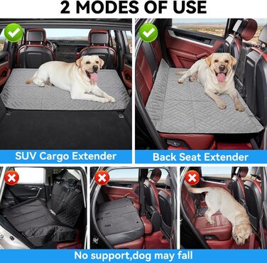 Подовжувач для заднього сидіння автомобіля для собак, вантажний ковпак для позашляховиків, жорстка основа, чохол для сидіння автомобіля для собак, гамак для собак в автомобіль, ліжко для собак для позашляховиків/автомобілів (сірий)