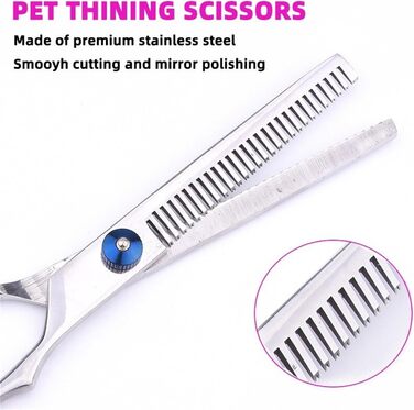 Набір професійних ножиць для собак, 4 в 1, з нержавіючої сталі, з гребінцем для грумінгу, для собак та котів (синій)