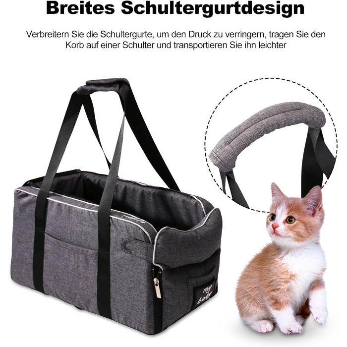 Автокрісло для собак Ergocar: підходить для малих собак та котів до 6 кг, з ременями, сіре