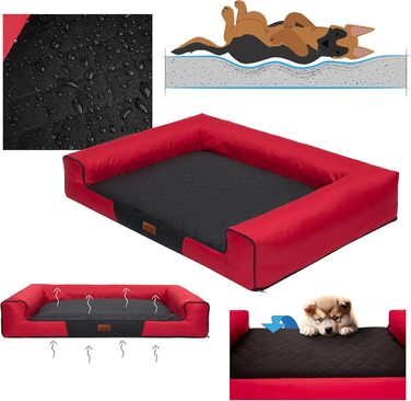 Килимок для собак XL (100x66 см) - червоний з чорною матрацом