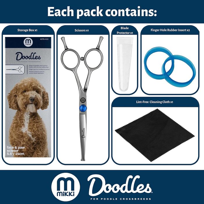 Ножиці для грумінгу собак Mikki Doodle: ножиці для собак та цуценят, 19 см, для обрізки та формування шерсті