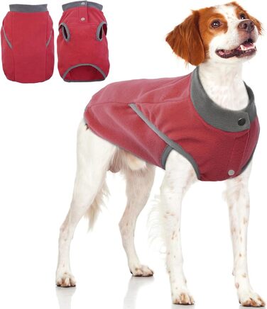 Флісова куртка для собак KATZINST, теплий пуловер для великих собак (Лабрадор, Французький бульдог), червоний XL