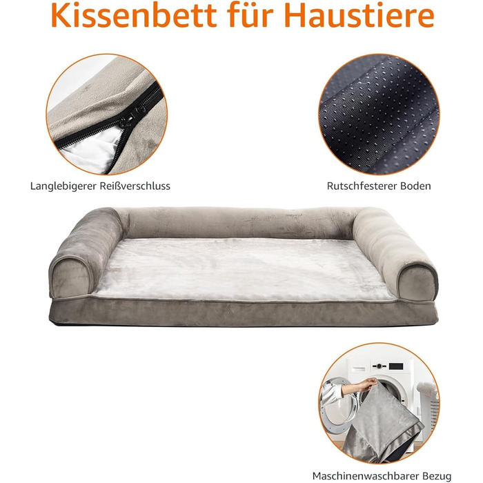 Софа-ліжко для собак Amazon Basics XL U-подібної форми, 112 x 89 x 20 см, бежева