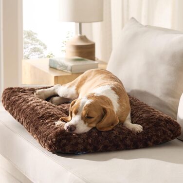 Крісло-лежанка для собак середніх порід BEDSURE - миюче, 71x50x7 см, м'яке, з антиковзною основою (84x54x7 см, Коричневе)