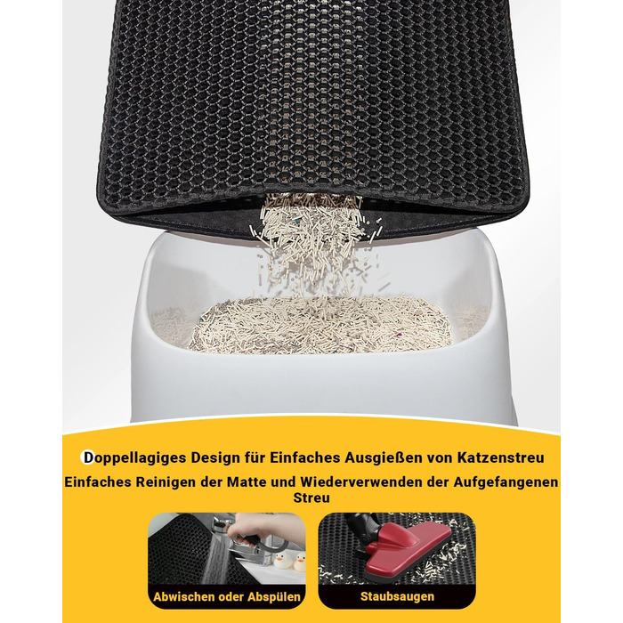 Килимок для котячого туалету Ycozy Katzenklo Matte XL 90x60 см, EVA, двошаровий, вологостійкий, легко миється, бежевий