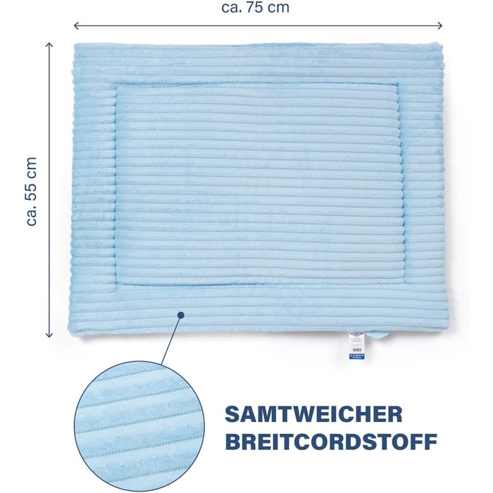 Килимок для собак великих порід Wallace & Jones Cardi, 130x90 см, світло-блакитний, знімний, м'який, з корду