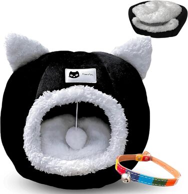 KawaiPets м'яке ліжко-іглу для котів з іграшкою, знімна подушка, подарунковий нашийник