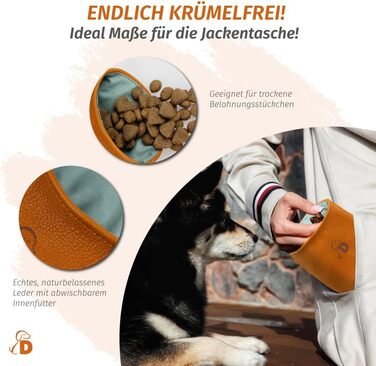 Сумка для ласощів Dogolino® для собак з шкіри - сумка для тренувань - захисна сумка для одягу - сумка для перекусів під час прогулянок (Помаранчево-коричневий, Basic)