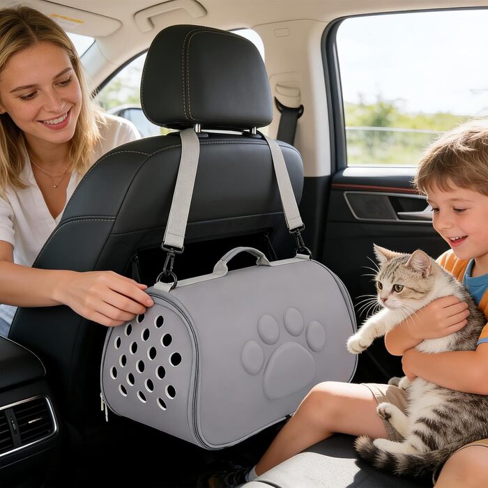 М'яка переноска для тварин | Сумка-переноска на плечі для цуценят | для подорожей, відпочинку на природі, авіаперельотів, кемпінгу, міста та відвідування ветеринара - сірий колір, розмір M