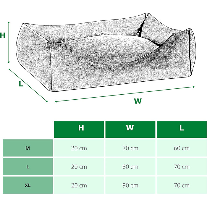 Ліжко для собак Oaza з бортиками, м'яке, текстильне, прямокутне (80x70 см), колір бежевий
