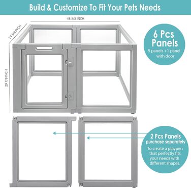Загін для собак Front Row: міцний, прозорий, з 6 панелями, 76.2 см, для дому та саду