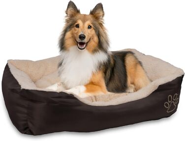 Крісло-ліжко для собак: м'яке, зручне, 61x48x18 см. Крісло для собак з флісу та нейлону, легко миється, підходить для маленьких та великих собак (Бежево-коричневе)