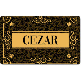 Персоналізована підкладка під миску з іменем Ferocity | Килимок для собак та котів | 45 x 75 см | Гумовий, 4 мм | З мотивом домашнього улюбленця, Vintage [140]