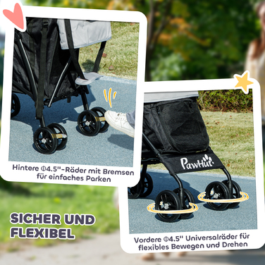 PawHut Коляска для собак Dog Buggy Складна для собак і кішок до 4 кг Cat Buggy з сітчастими вікнами, плечовий ремінь, сумка для зберігання, підстаканник Парасолька Коляска для кішок світло-сіра | Аосом