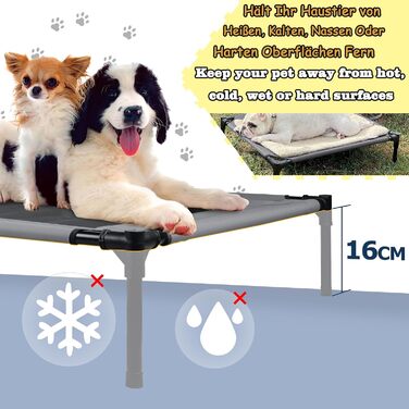 Крісло-ліжко для собак з балдахіном, лежанка для котів та собак, вуличне, для домашніх тварин, софа для собак, місце для сну, підняте, дихаюче, з тканини тафтової, до 40 кг (M, 76x61x76 см)