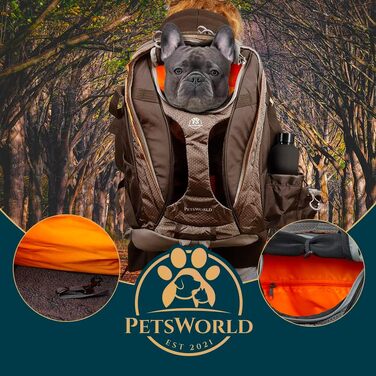 Транспортувальний рюкзак для собак PETSWORLD до 5 кг, сумка-переноска з мискою для води, диспенсером для пакетів та відділенням для ноутбука, підходить як ручна поклажа в літак
