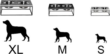 FEEDO - годівниця для собак з бетону, подвійний миска, аксесуари для собак (M, темно-сірий)