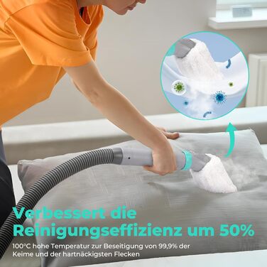 миюча пилосос з паровою функцією HAUSHOF StainZapper Vapo, для килимів, диванів, авто, з підігрівом води та високою температурою пари, з миючим засобом