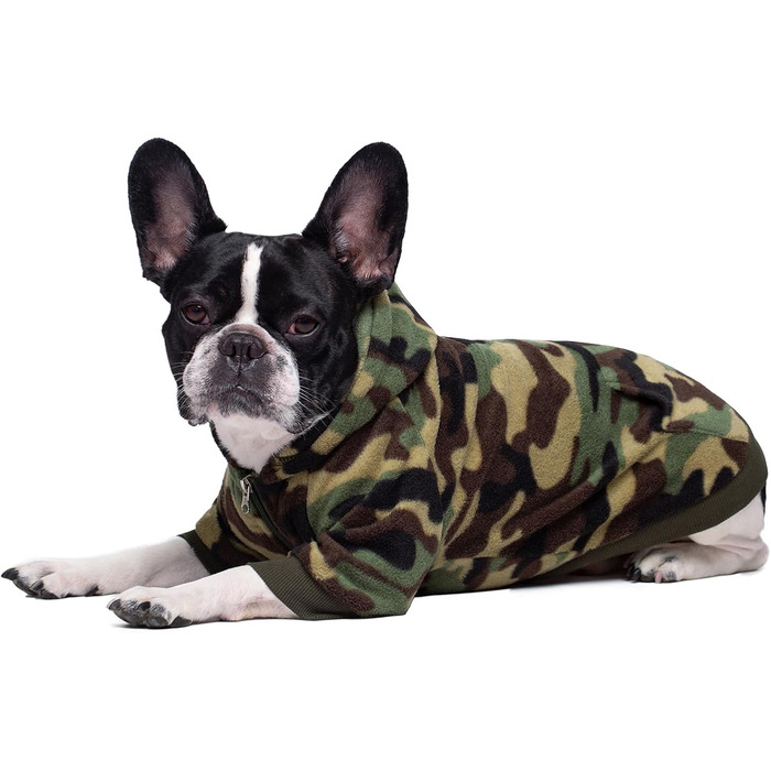 Худі для собак Французького бульдога з кишенями. Теплий пуловер з флісу для маленьких собак, чихуахуа, котів. Камуфляж, XS