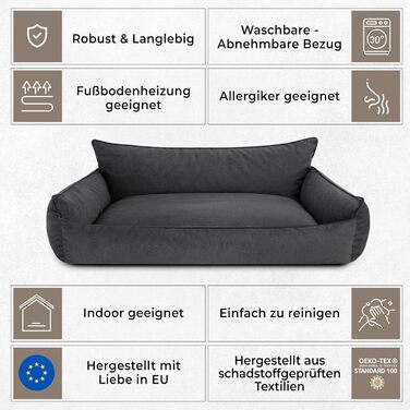 Ліжко для собак Joker - ліжко-кошик для маленьких, середніх та великих собак - м'яке ліжко для собак, диван для собак, знімний та пральний чохол, розмір L: 106 x 80 см, коричневий Fancy L, 106 x 80 см