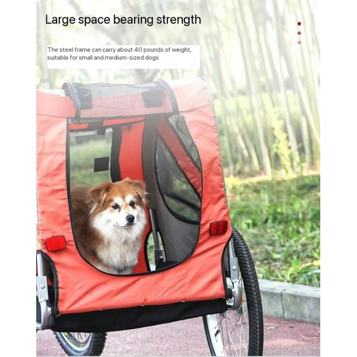 PRUJOY Причіп для собак 2-в-1 з трьома колесами, великий причіп для собак, дитяча коляска та джогер з амортизаторами, стійкий до перекидання (Grizzle)