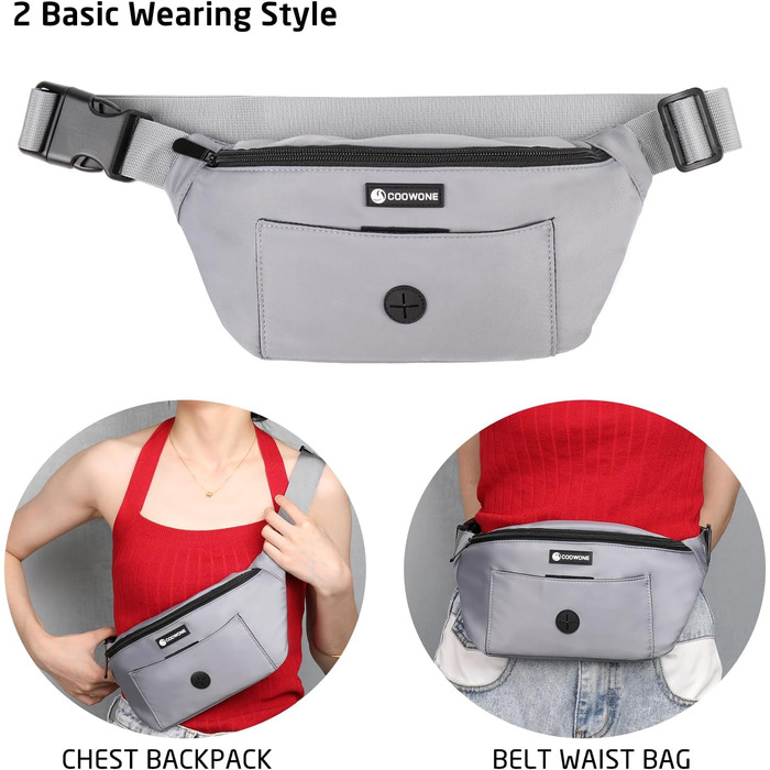 Сумка для собак з відділенням для ласощів та контейнером для відходів, поясна/животна сумка, сіра (нейлон), 12.2 x 12.2 x 5.71 см