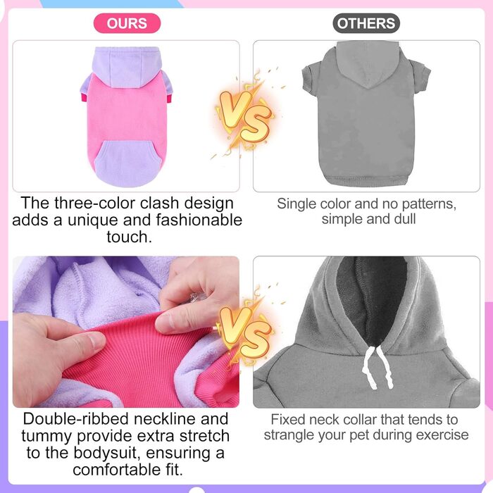 Теплий флісовий худі для собак BeautyZoo з кишенею та отвором для повідка, розтяжний, для малих, середніх та великих собак, одяг для осені, зими, холодних днів, дизайнерські куртки для собак, Рожевий M/L (Спіна: 46см, Груди: 64см, Шия: 38см)