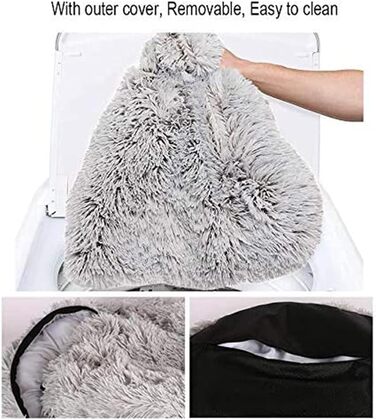 М'яке ліжко для собак у вигляді пончика, сіре, 70 см. Підходить для великих, середніх та маленьких собак та котів. Легко миється.