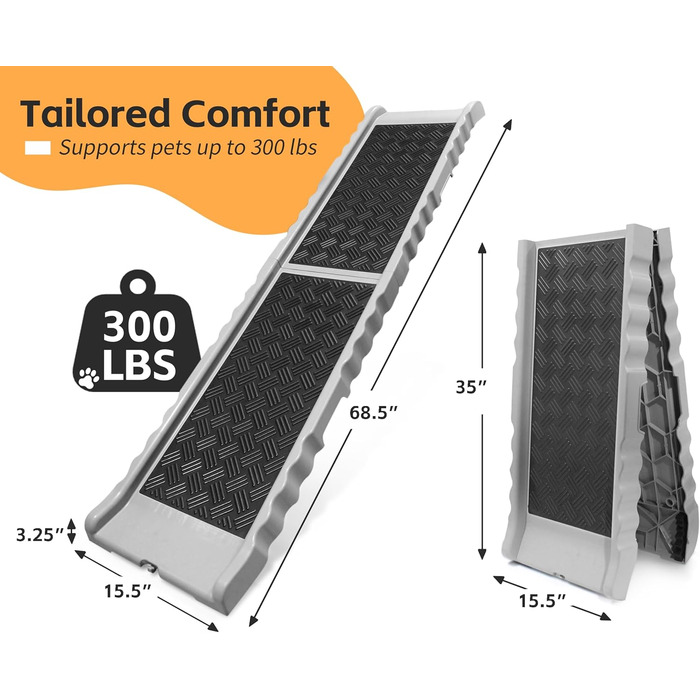 Рампа для собак PawStep 50893 – складана, з м'яким покриттям, для великих собак до 136 кг – для авто, SUV, вантажівок