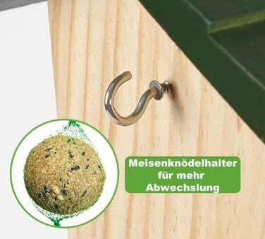 Дерев'яний годівничка для птахів JAZUIHA для дикої природи, годівничка для пташиного корму, годівничка для підвішування з тримачем для м'ясних кульок для метеликів, саду, тераси або балкону