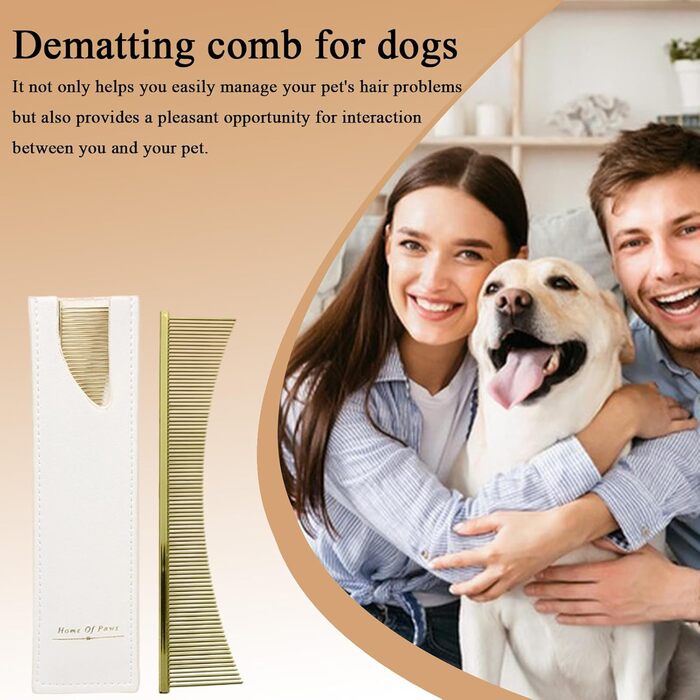 Гребінець для собак та котів Flohkamm | Щітка для грумінгу шерсті, аксесуари для догляду за тваринами, для літніх собак, довгошерстих порід, щоденне використання, сезон линьки, для цуценят, золотий колір