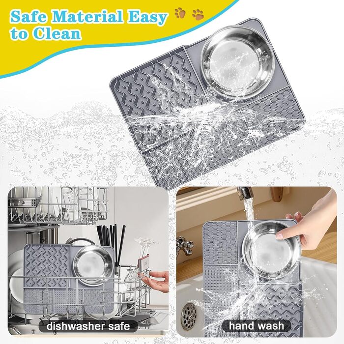 Шлека для собак Cooltto з лотком та шпателем: силіконова підстилка з присосками для купання, грумінгу та догляду за кігтями (сірий)