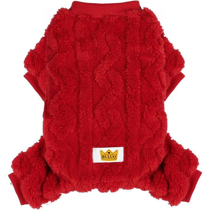 Піжама для собак та котів Loyanyy з плюшу, тепла, червона, розмір XL, зимова, м'яка, з кнопками
